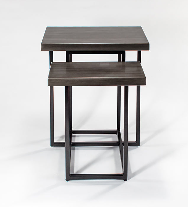 Wood and Metal Base End Table