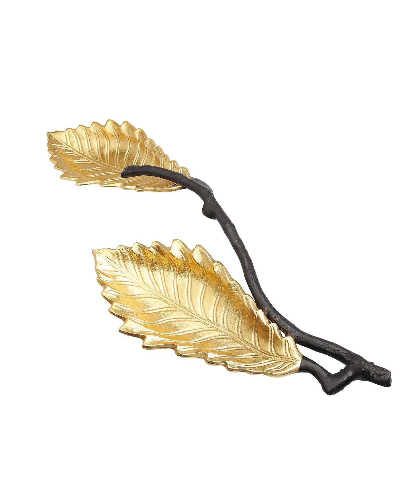 Gold 2 Bowl Relish Dish with Black Branches