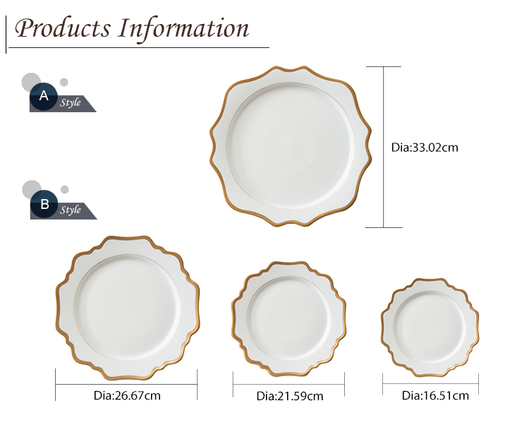 White with Gold Rim Sunflower Plate Set