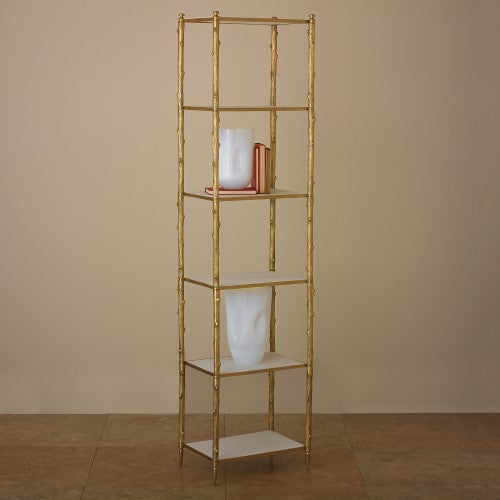 Arbor Etagere-Brass/White Marble