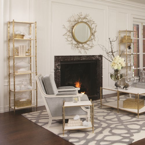 Arbor Etagere-Brass/White Marble
