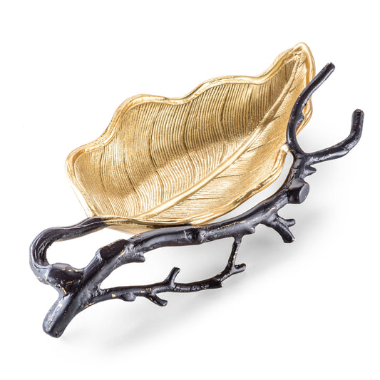 Gold Leaf Candy Dish With Black Branch