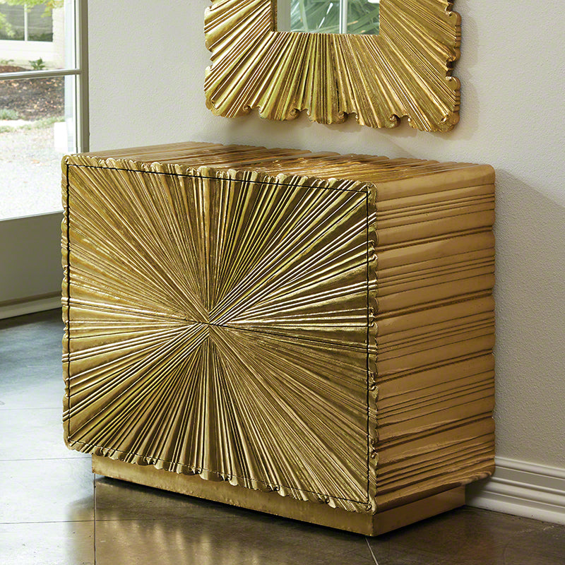 Linen Fold Two-Drawer Chest-Brass