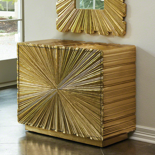 Linen Fold Two-Drawer Chest-Brass