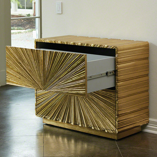 Linen Fold Two-Drawer Chest-Brass
