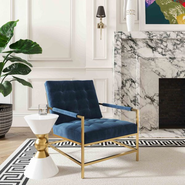 VAN MIDNIGHT BLUE VELVET ACCENT CHAIR