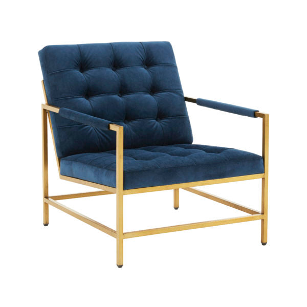 VAN MIDNIGHT BLUE VELVET ACCENT CHAIR