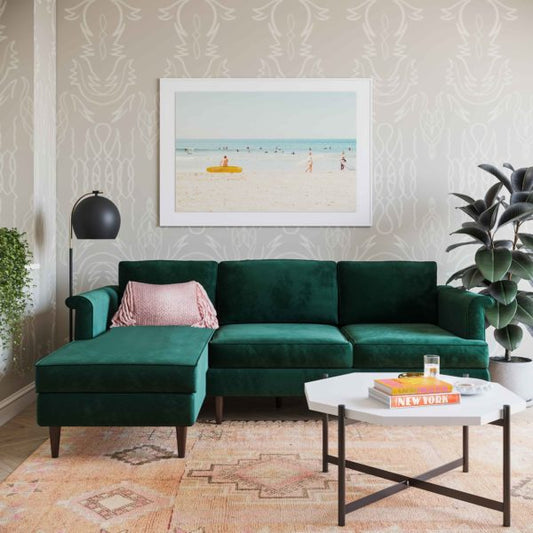 PORTER FOREST GREEN VELVET SECTIONAL LAF