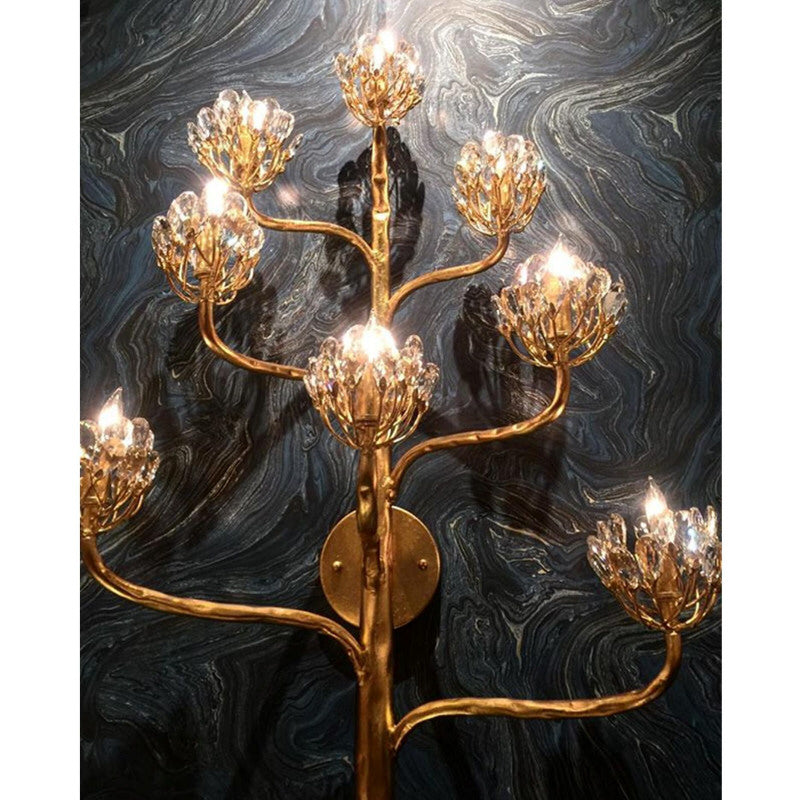 Agave Americana Wall Sconce - mounted on a black marble wall