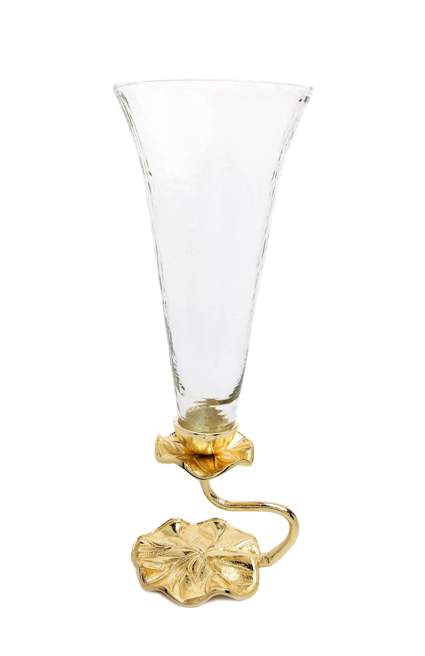 Glass Vase With Gold Lotus Flower Design