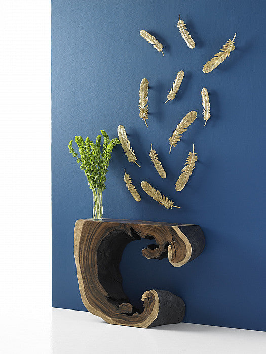 Feathers Wall Art Gold Leaf, Set of 2