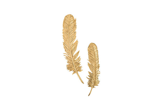 Feathers Wall Art Gold Leaf, Set of 2