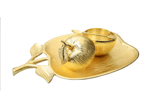 Apple Dish with Removable Honey Jar