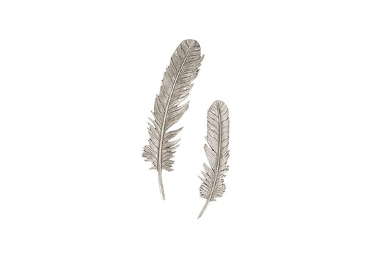 Feathers Wall Art Silver Leaf, Set of 2