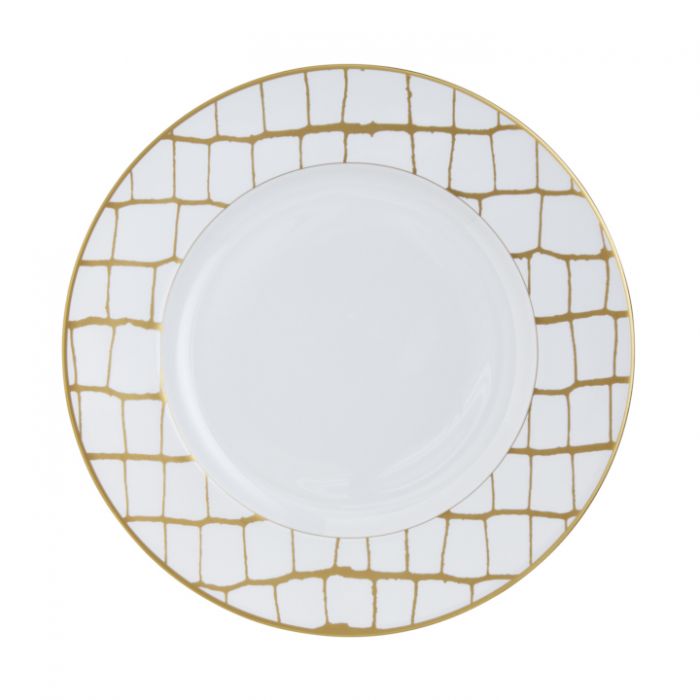 Alligator Gold-White Dinner Plate