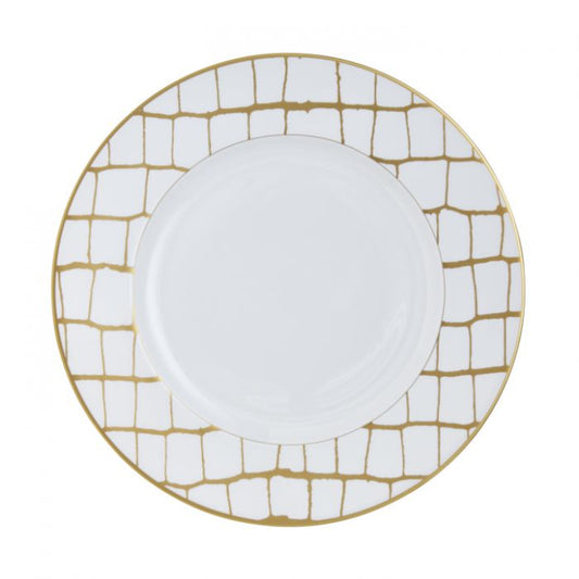 Alligator Gold-White Dinner Plate