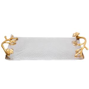 Aluminum Rectangle Tray with Floral Handle