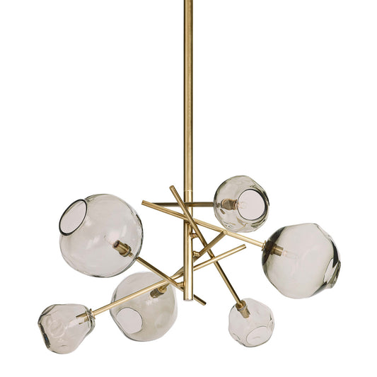 Molten Chandelier With Smoke Glass (Natural Brass)