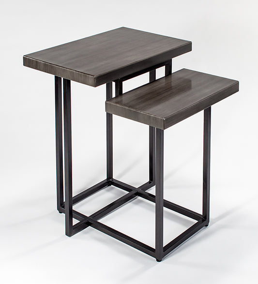 Wood and Metal Base End Table