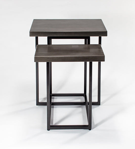 Wood and Metal Base End Table