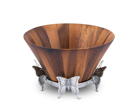 Butterfly Wood Tall Salad Bowl