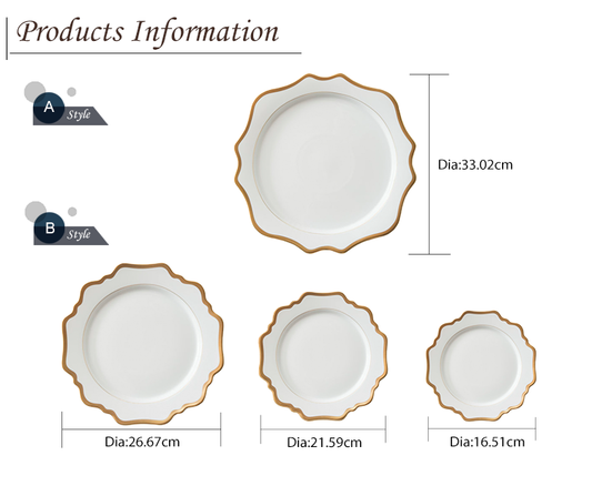 White with Gold Rim Sunflower Plate Set
