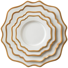 White with Gold Rim Sunflower Plate Set