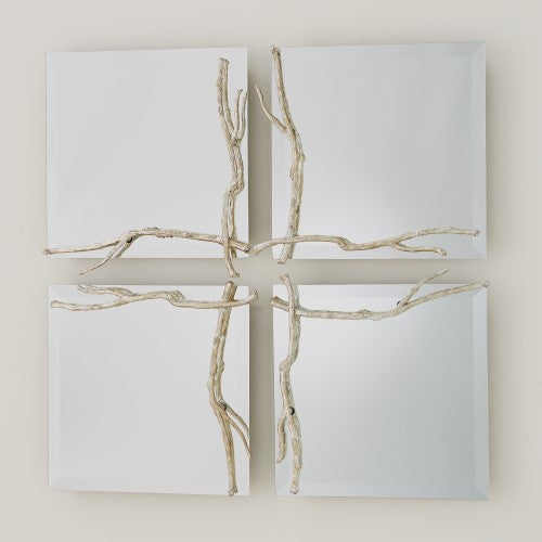 Twig Mirror-Silver Leaf-Sm
