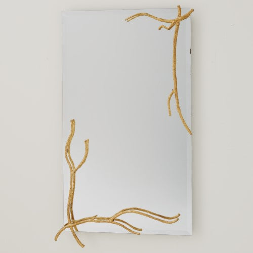 Twig Mirror-Gold Leaf-Lg