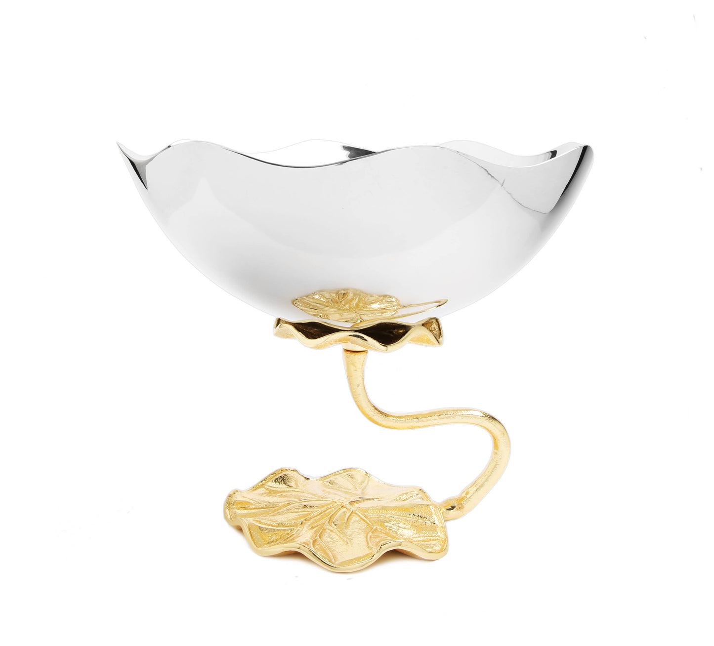 Stainless Steel Footed Bowl With Lotus Flower Design