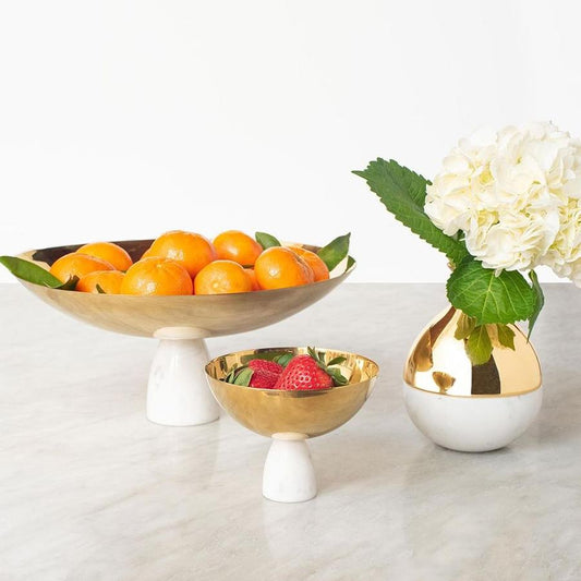 ANNA NY Coluna Fruit Bowl Marble & Gold/Silver