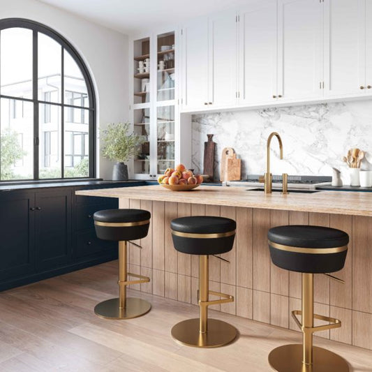 ASTRO BLACK AND GOLD ADJUSTABLE STOOL