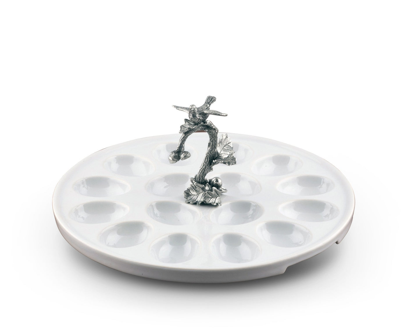 Deviled Egg Tray with Pewter Song Bird Handle