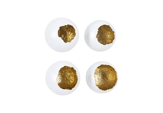 Broken Egg Wall Art White and Gold Leaf, Set of 4