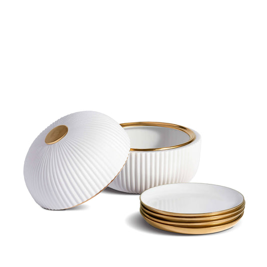 Ionic Box & Plates (Set of 4)