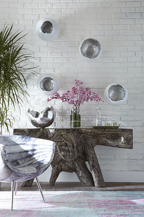 Broken Egg Wall Art White and Silver Leaf, Set of 4